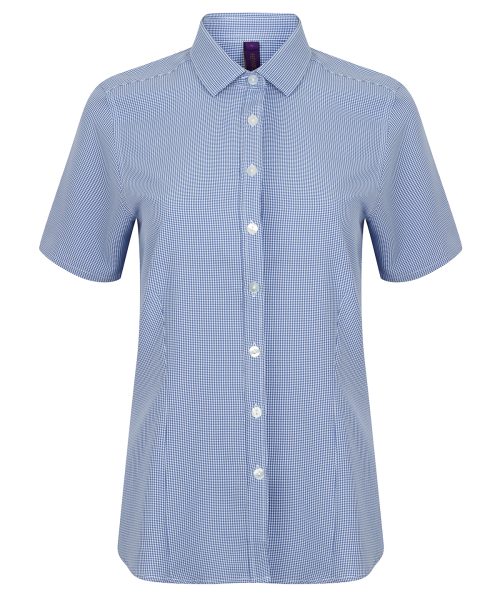 Women's gingham Pufy wicking short sleeve shirt