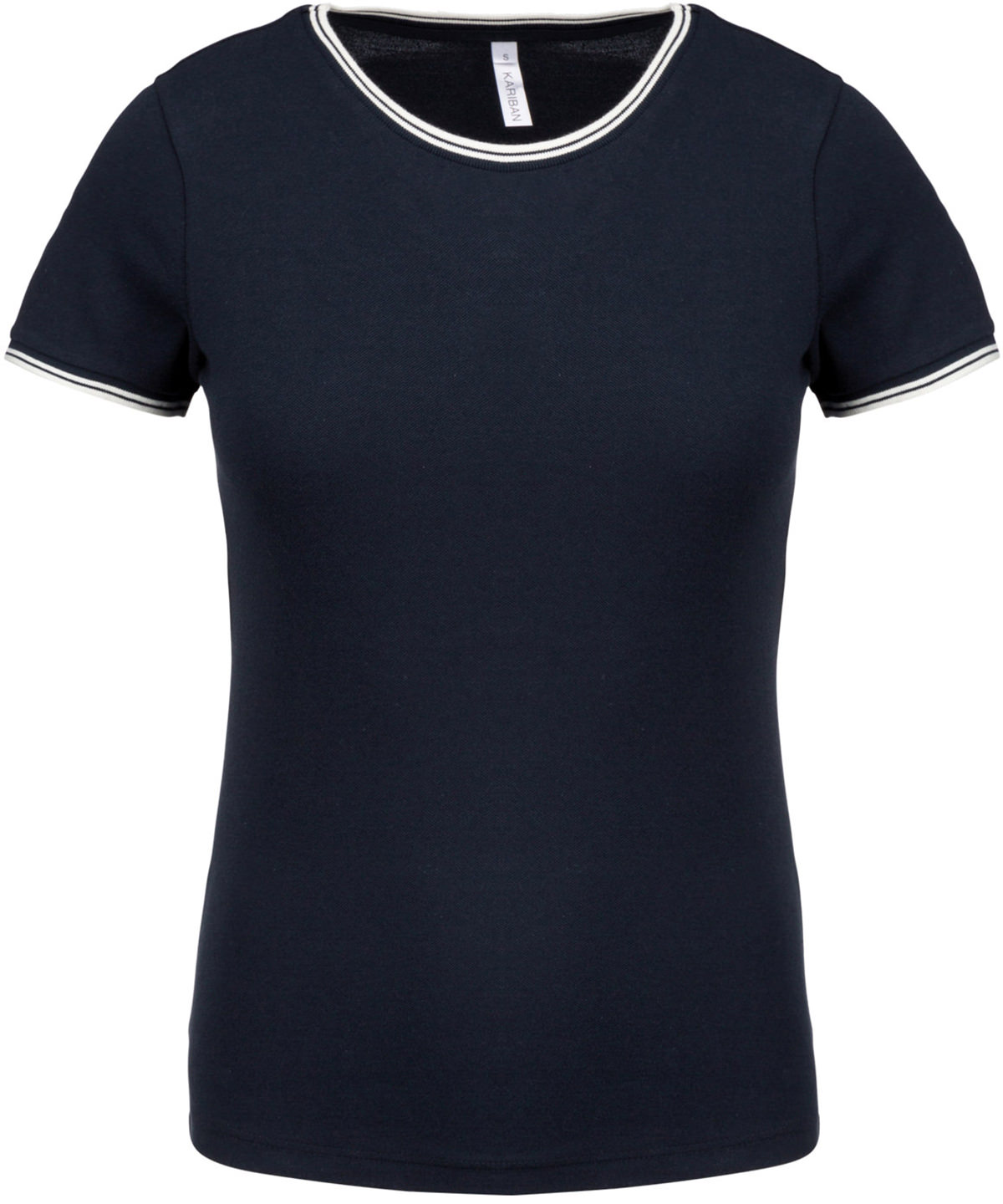 Ladies piqué knit crew neck T-shirt